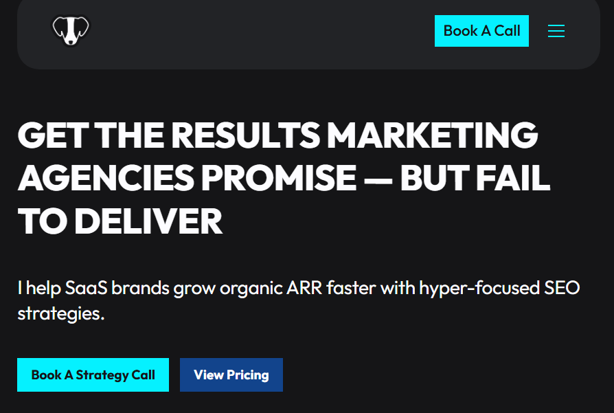 B2B SEO agency Taylor Scher's homepage 