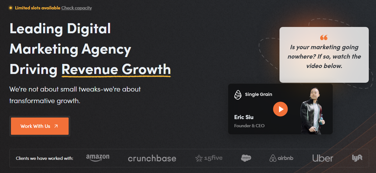 Single Grain SaaS link building website page