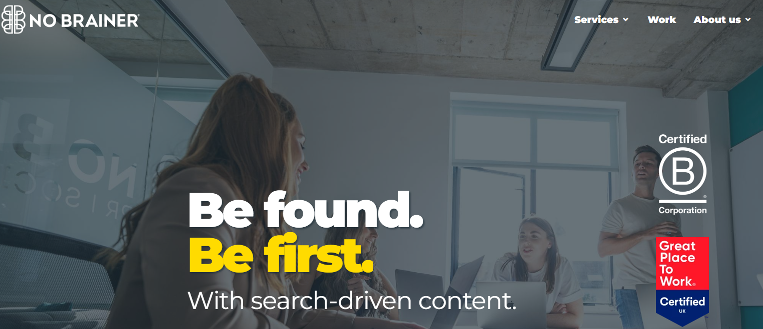 No Brainer fintech seo agency page